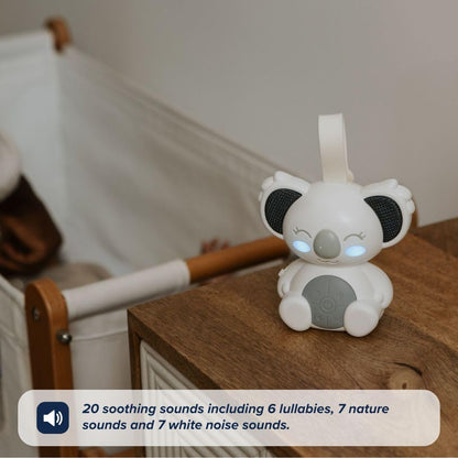 Nuby Sidney Sound Bear – Máquina de som para bebês com 20 sons relaxantes | Alça universal | Recarregável