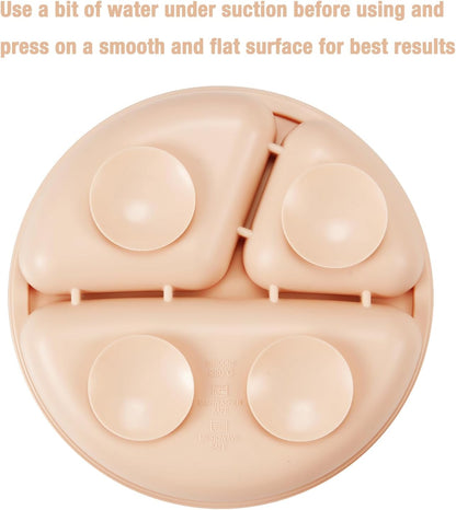 PandaEar Conjunto de 2 pratos de silicone com ventosa, 2 colheres e 2 garfos para bebês e crianças pequenas | Pratos divididos para introdução alimentar | Conjunto de jantar infantil | Conjunto de alimentação para bebês sem BPA