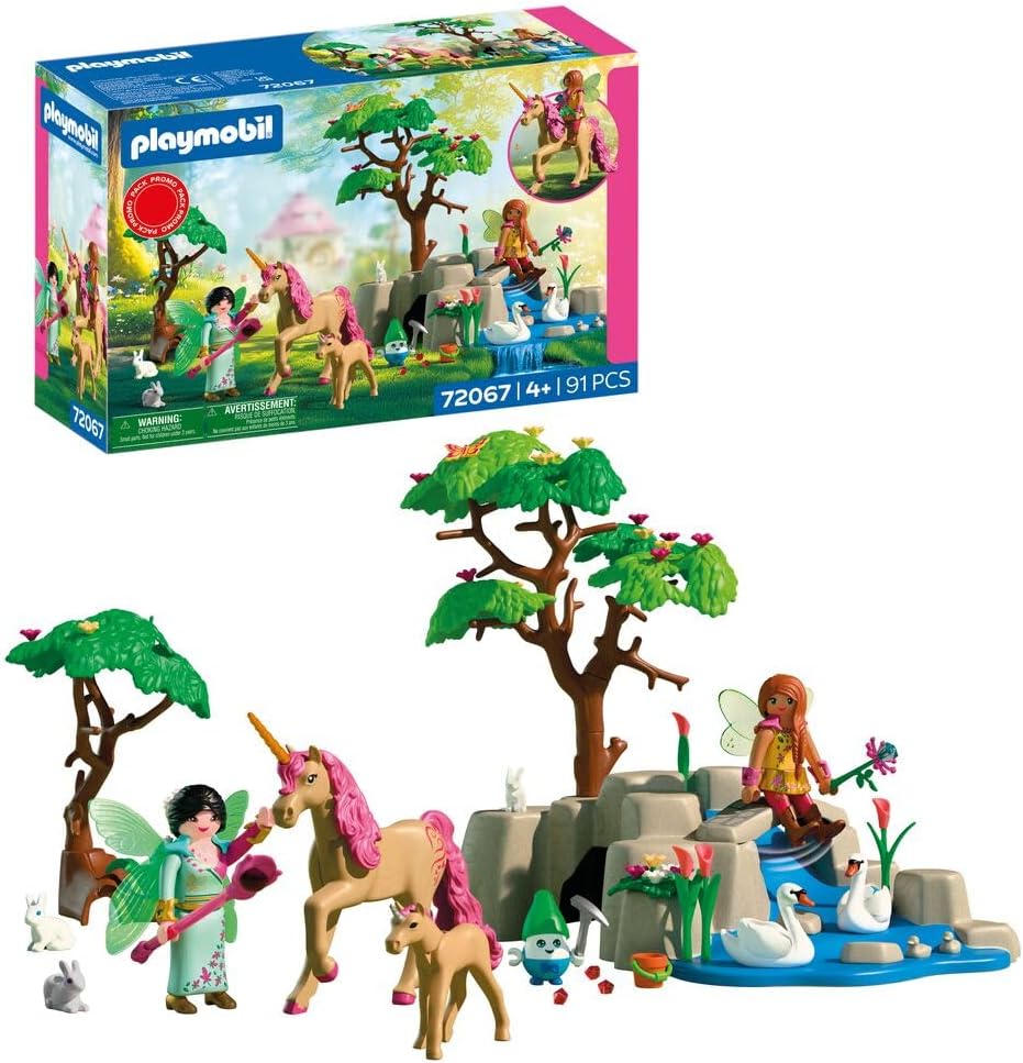 Playmobil Fantasy and Magic – Passeio das Fadas: 2 fadas, família de unicórnios e Joyling com caverna de pedras preciosas; estimula a criatividade; brinquedo para crianças a partir de 4 anos; 72067