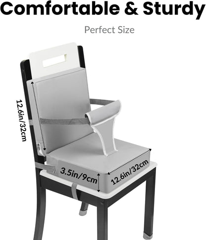 PandaEar Cadeira elevatória infantil para mesa de jantar, cadeira alta portátil, cadeira elevatória de mesa para crianças, almofada elevatória de viagem com encosto e cinto de segurança ajustável para crianças.
