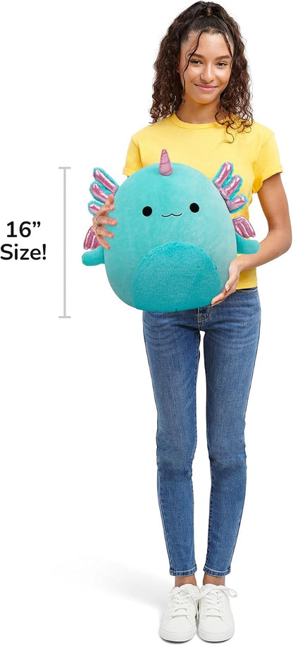 Squishmallows Original de 14 Polegadas – Bellamy, o Axolote-Alicórnio Verde-Azulado com Detalhe Brilhante