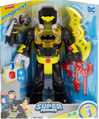 Imaginext DC Super Friends Batman Brinquedos Insider & Exo Suit Robô de 30 cm com Luzes e Sons para Crianças a partir de 3 Anos, Preto, HYG31