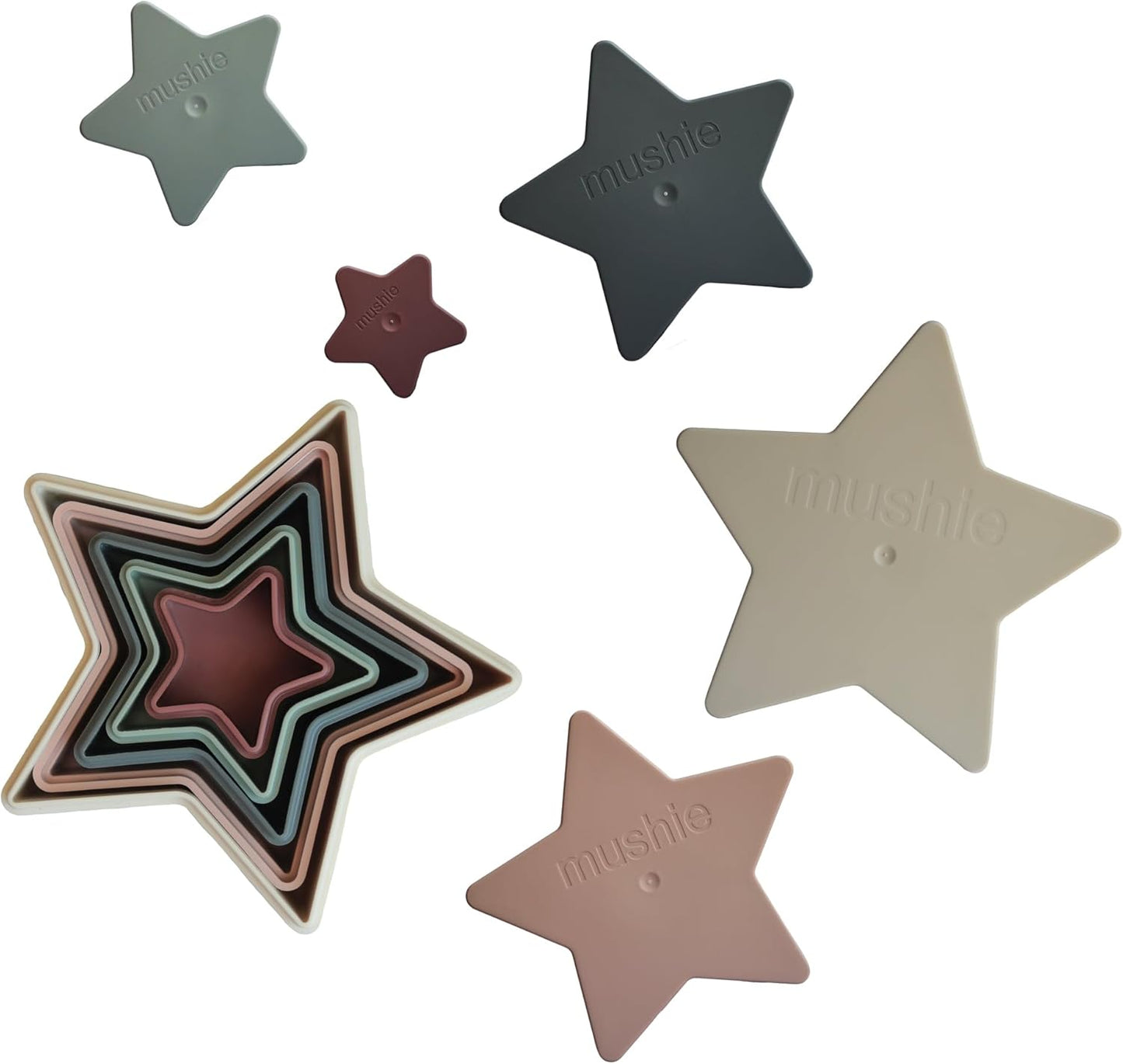 Mushie Brinquedo Empilhável Estrela de Encaixe | Desenvolve a Coordenação Motora | Diversão e Criatividade para Crianças | Material: Polipropileno, Fabricado na Dinamarca