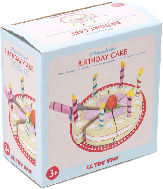 Le Toy Van - Brinquedo infantil de madeira para bolo de aniversário de baunilha e baunilha | Bolo de aniversário ou brinquedo de dramatização para chá da tarde
