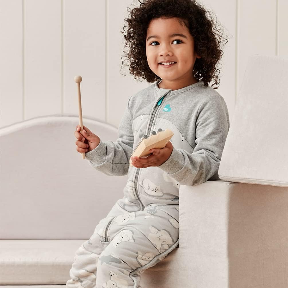 Love To Dream Macacão de dormir com pernas, 6-12 meses - Cinza | Manga comprida, leve, vestível e edredom | 3,5 Tog, ideal para inverno e outono (14–16 °C) | Algodão lavável à máquina e zíper duplo