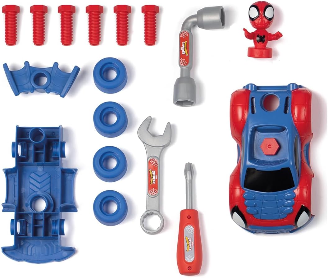 SMOBY Caixa de Ferramentas do Homem-Aranha e Seus Incríveis Amigos para crianças - Ajude o Homem-Aranha a construir aventuras por todo o Aranhaverso. Inclui acessórios e adesivos para meninos e meninas de 3 a 7 anos.