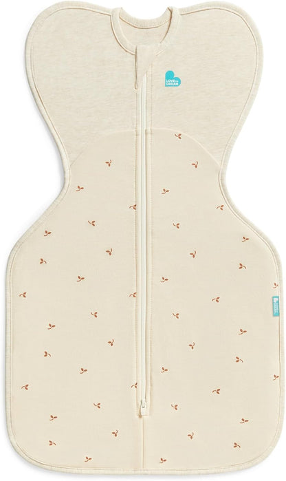 Love To Dream™ Swaddle UP™, Tamanho Pequeno (3,5-6 kg) - Cor Aveia, Ajuste Perfeito, Favorece uma Rotina de Sono Saudável, 1,5 Tog para Temperaturas Amenas (18-22°C), Algodão Fleece Lavável à Máquina, 2 Zíperes para Facilitar a Troca de Fraldas