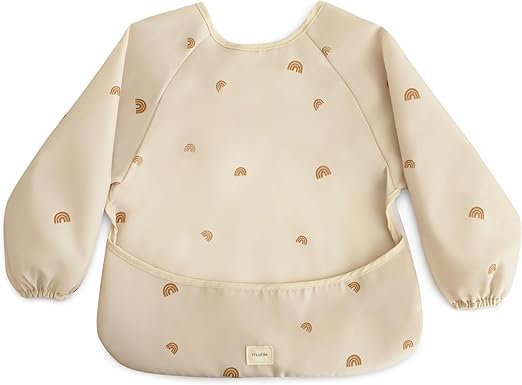 Mushie Babador para Desmame, Manga Longa | Babadores Impermeáveis com Mangas para Bebês e Crianças | Ajuste Regulável para 6 a 24 Meses
