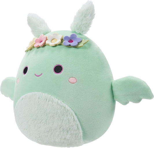 Squishmallows Original 7.5 pulgadas - Tove, el hombre polilla verde menta con corona de flores y vientre peludo