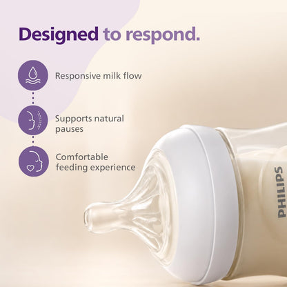 Philips Mamadeira Avent Natural Response – 2 unidades de 260 ml, para recém-nascidos e bebês maiores, livre de BPA, a partir de 1 mês (Modelo SCY903/02)
