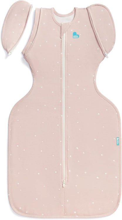Love To Dream™ Saco de Transição Swaddle UP™, Médio 6–8,5 kg – Rosa Claro | Ajuste Perfeito com Abas Removíveis | 1.0 Tog Ideal para Primavera e Verão (20–24°C) | Algodão Lavável à Máquina e Zíper Duplo