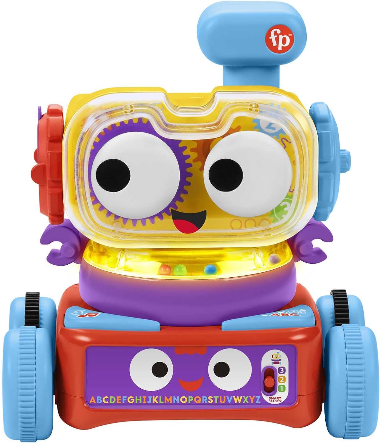 Robô de Aprendizagem 4 em 1 da Fisher-Price, brinquedo eletrônico com luzes, música e conteúdo educativo para bebês e crianças a partir de 6 meses, HBB04