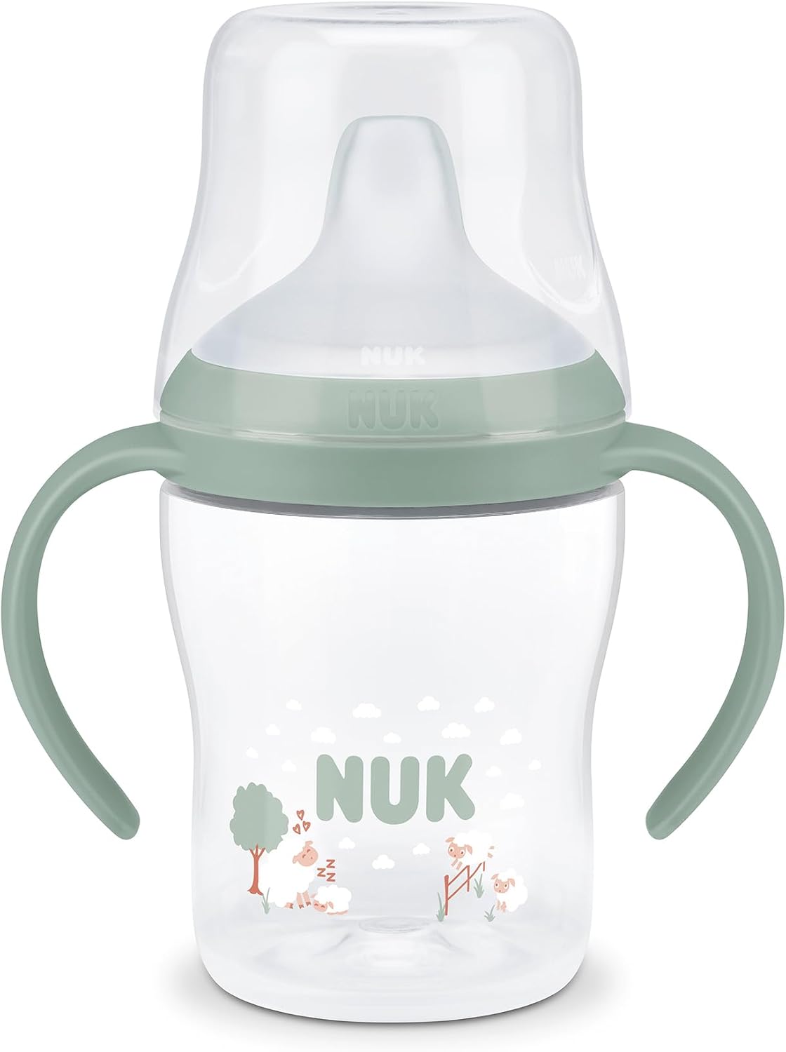 NUK Copo de Aprendizagem Perfect Match | 6+ meses | 150 ml | Copo com Bico Antivazamento para Crianças Pequenas | Alças Antiderrapantes | Ovelha | 1 Unidade