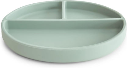 Mushie Prato de silicone com ventosa | Prato dividido antiderrapante para bebês e crianças pequenas | Silicone de qualidade alimentar | Pode ser lavado na lava-louças e usado no micro-ondas | Azul Cambridge