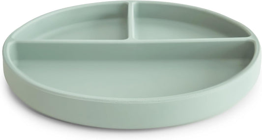 Mushie Prato de silicone com ventosa | Prato dividido antiderrapante para bebês e crianças pequenas | Silicone de qualidade alimentar | Pode ser lavado na lava-louças e usado no micro-ondas | Azul Cambridge