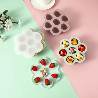 PandaEar Conjunto de 3 Bandejas de Silicone para Congelamento de Comida de Bebê com Tampas, Formas de Gelo para Congelador, Bandeja para Alimentos de Bebê em Fase de Introdução Alimentar,