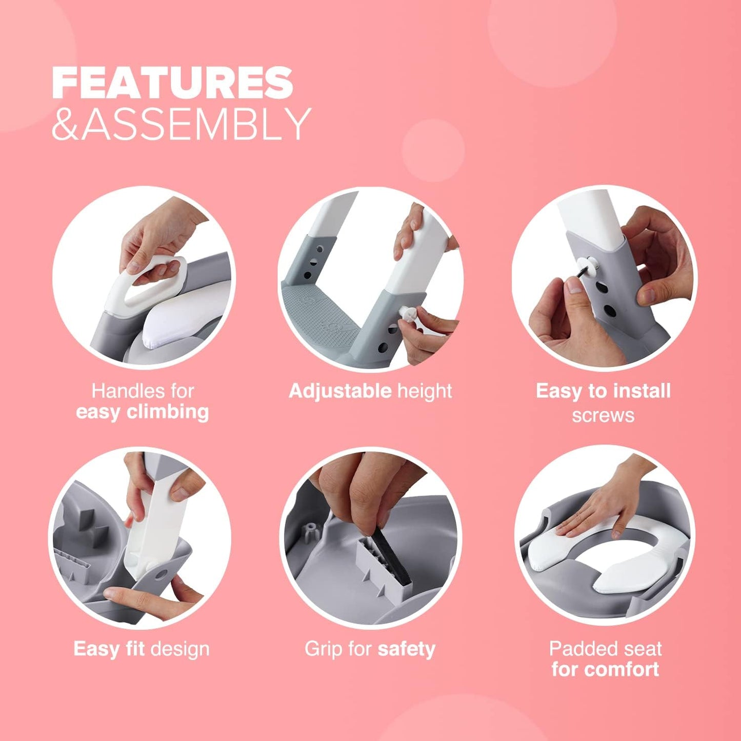 KIDOOLA Assento de escada ajustável para penico, desfralde e uso do banheiro