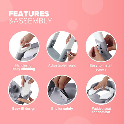 KIDOOLA Assento de escada ajustável para penico, desfralde e uso do banheiro