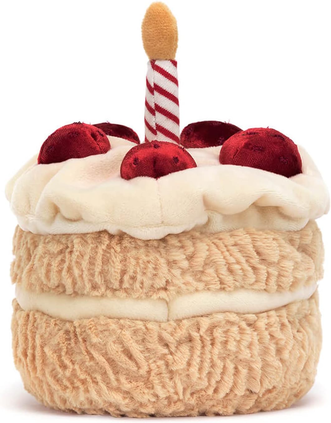 Jellycat Bolo de aniversário divertido, decoração de pelúcia colecionável