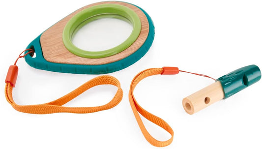 Lupa, juego de detectives de plástico vegetal y bambú sostenible, juego de detectives de la naturaleza Hape, juguetes de exploración de la naturaleza para jugar al aire libre. 3 años +