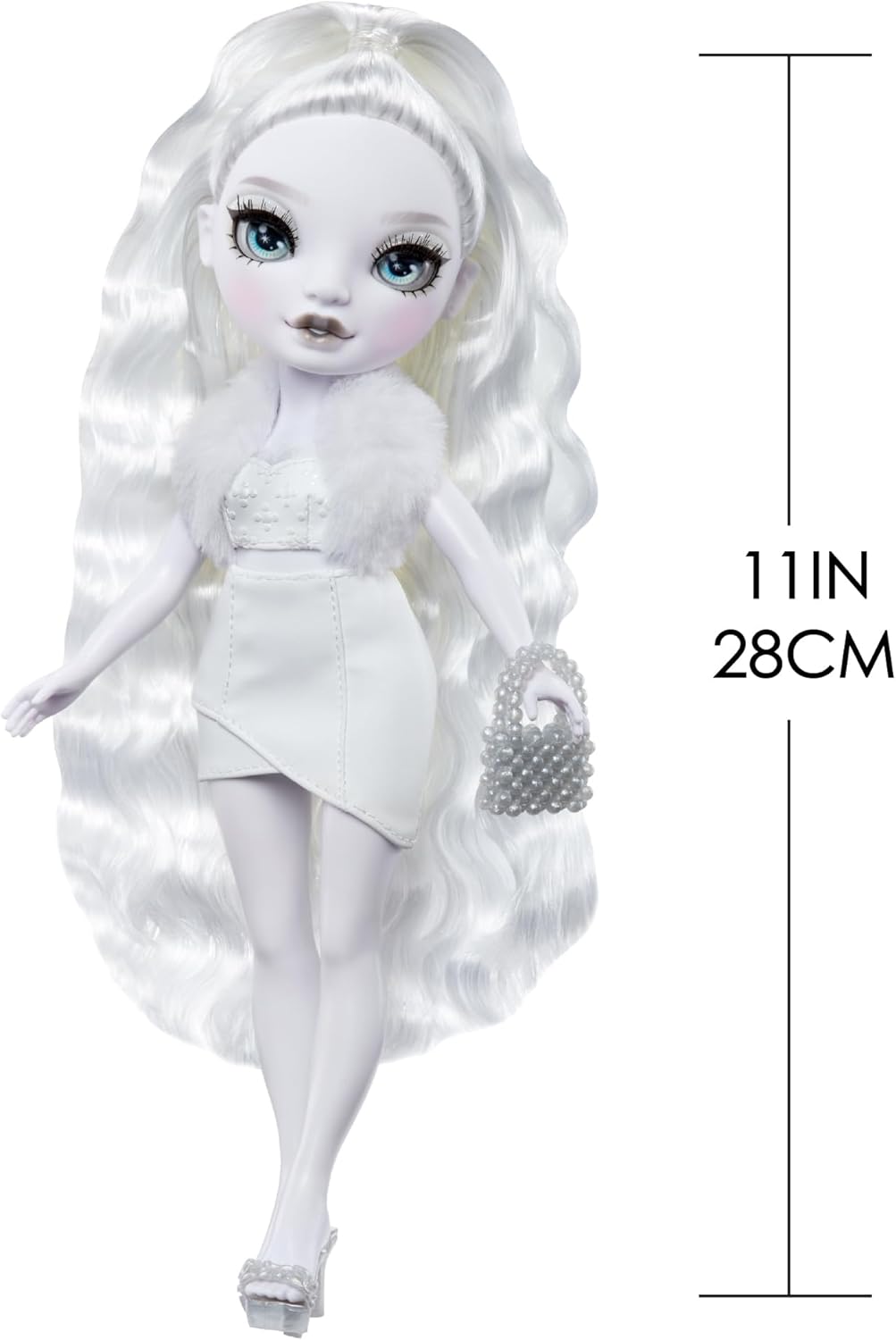 Boneca Fashion Natasha Zima da Rainbow High Shadow High - Tons de Cinza, 28cm, Cabelo e Roupa Brancos, Bolsa Estilosa, Presente Fofo para Crianças de 4 a 10 Anos