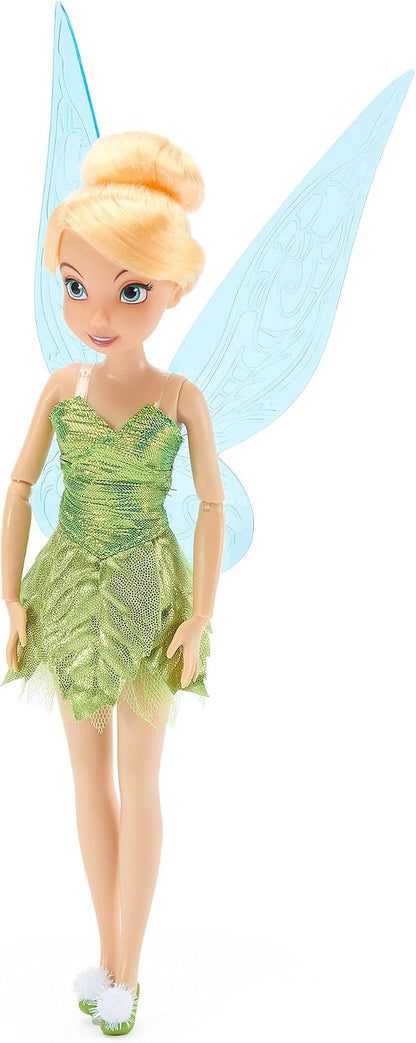 Disney Boneca Clássica Oficial da Sininho (Tinker Bell) da Store, 28 cm – Boneca Fada de Peter Pan com o Icônico Vestido Verde