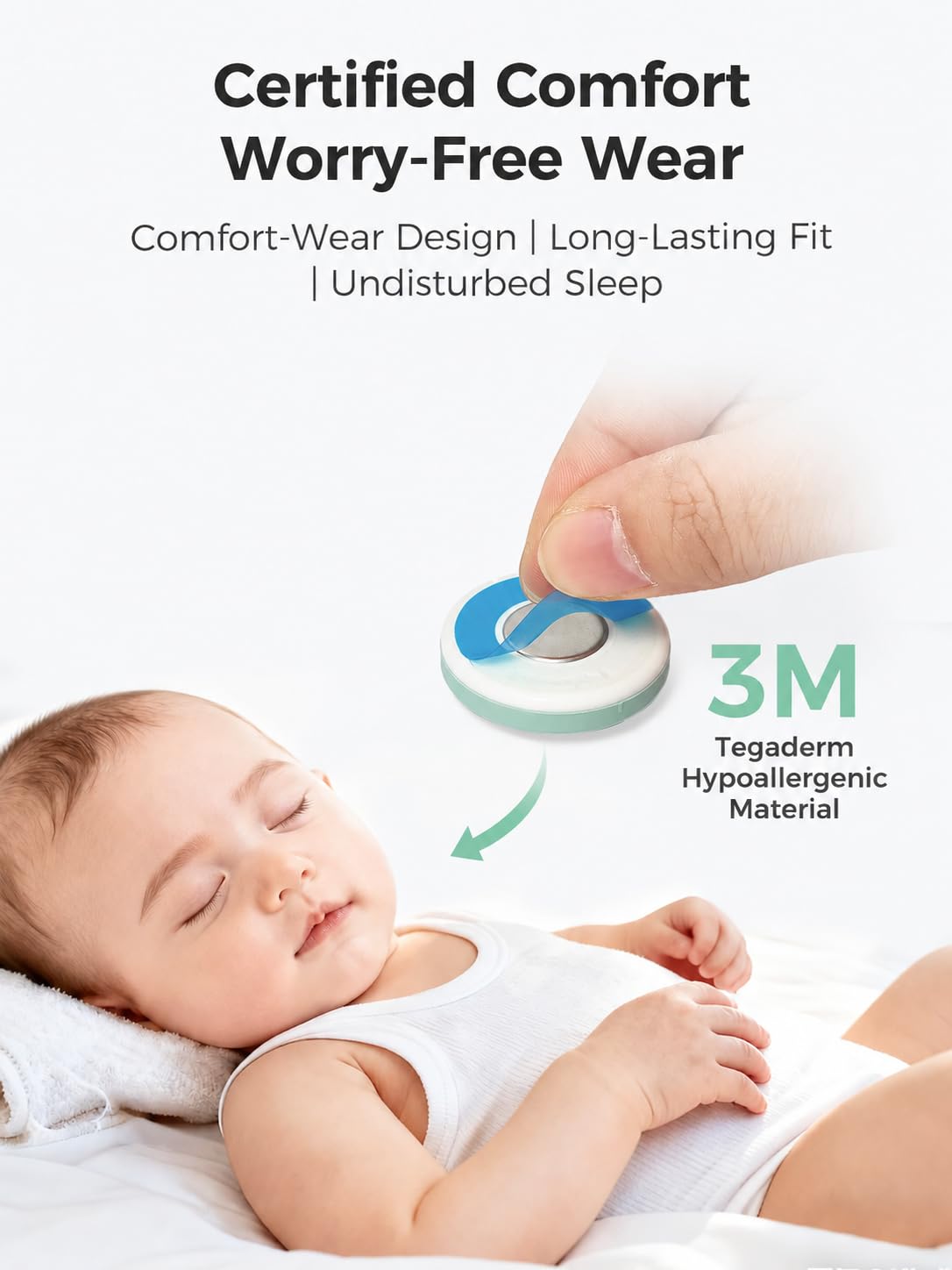 Momcozy Termômetro digital vestível para bebês , termômetro inteligente de precisão de grau médico, leitura instantânea, monitoramento em tempo real via aplicativo para crianças e bebês, adesivo hipoalergênico 3M, Bluetooth