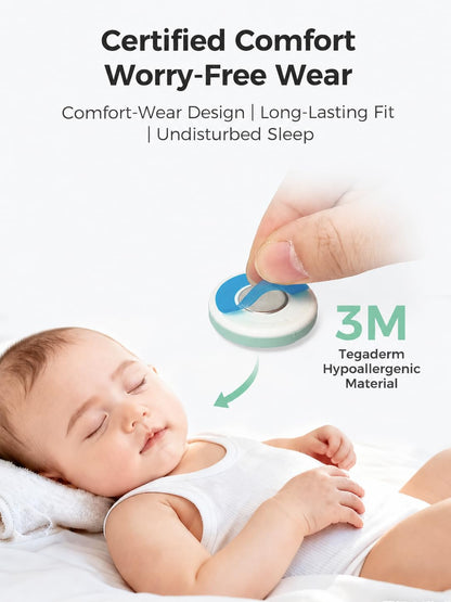 Momcozy Termômetro digital vestível para bebês , termômetro inteligente de precisão de grau médico, leitura instantânea, monitoramento em tempo real via aplicativo para crianças e bebês, adesivo hipoalergênico 3M, Bluetooth