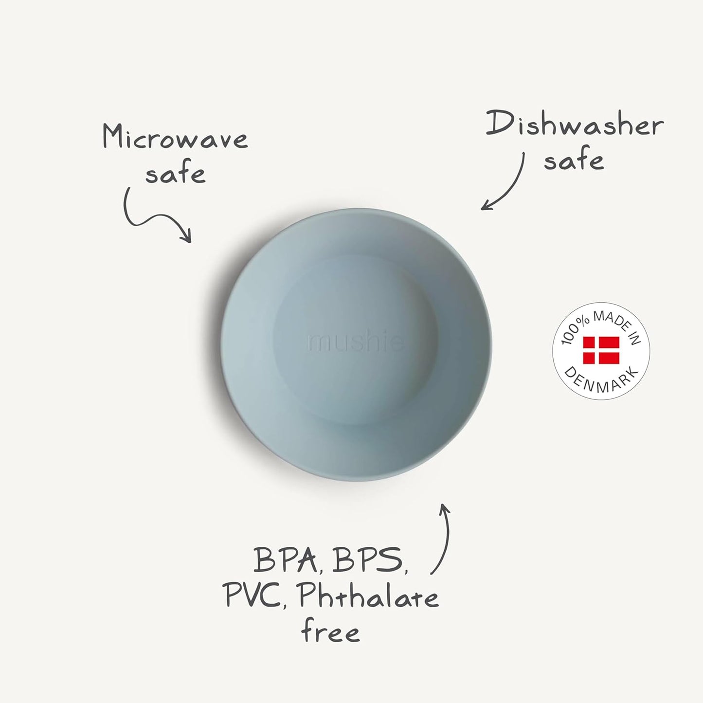 Mushie Tigelas para Jantar Infantil | Conjunto de 2 Tigelas Reutilizáveis Livres de BPA | Podem ser Lavadas na Lava-louças e Usadas no Micro-ondas | Fabricadas na Dinamarca | Redondas (Fumê)