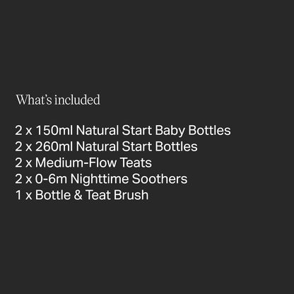 Tommee Tippee Conjunto inicial para recém-nascidos Natural Start, Kit mamadeiras anticólicas de 150 ml e 260 ml, fluxo médio, tetinas semelhantes a seios para uma pega natural, autoesterilizante