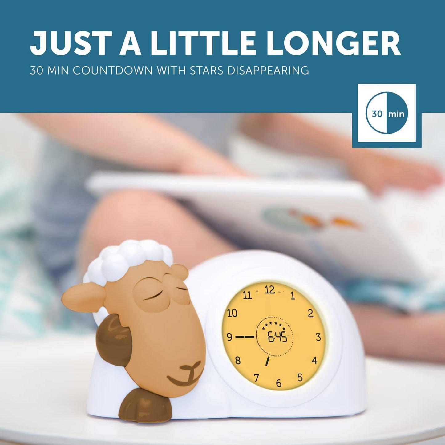 ZAZU Relógio Sam the Lamb - Relógio para treinamento de sono e luz noturna para crianças | Despertador iluminado | Ajuda a ensinar seu filho quando acordar com indicadores visuais | Brilho Ajustável | Desligamento automático