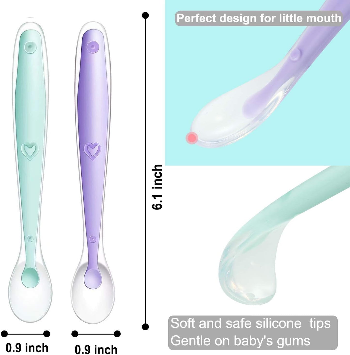 PandaEar Kit com 3 Chupetas e Mordedores para Alimentação de Frutas Frescas para Bebês | Colher Dosadora de Alimentos (1 Unidade) | 3 Sachês de Silicone Macios, Seguros e Livres de BPA para Alimentos | 2 Colheres Macias