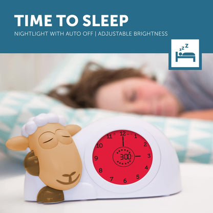 ZAZU Relógio Sam the Lamb - Relógio para treinamento de sono e luz noturna para crianças | Despertador iluminado | Ajuda a ensinar seu filho quando acordar com indicadores visuais | Brilho Ajustável | Desligamento automático
