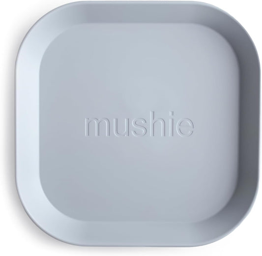 Mushie Pratos para Crianças | Conjunto de 2 Peças | Reutilizáveis e Livres de BPA | Podem ser Lavados na Lava-louças e Usados no Micro-ondas | Fabricados na Dinamarca | Quadrados (Nuvem)