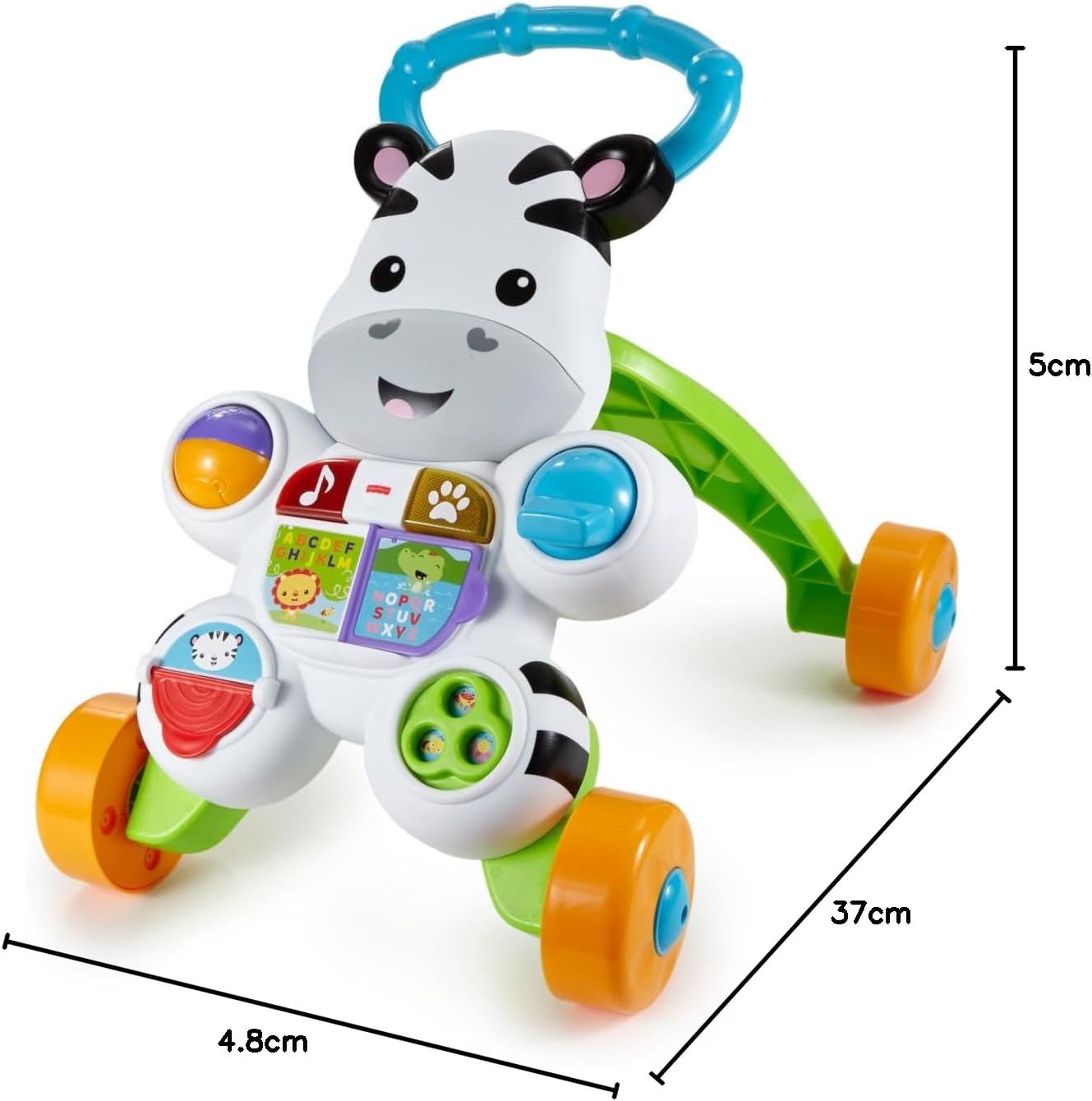 Andador Zebra Aprenda Comigo da Fisher-Price | Andador de Empurrar para Bebês com Luzes e Música, Brinquedo para Meninas e Meninos | Andador de Empurrar Interativo para Bebês e Crianças Pequenas | Versão em Inglês do Reino Unido, GXC31