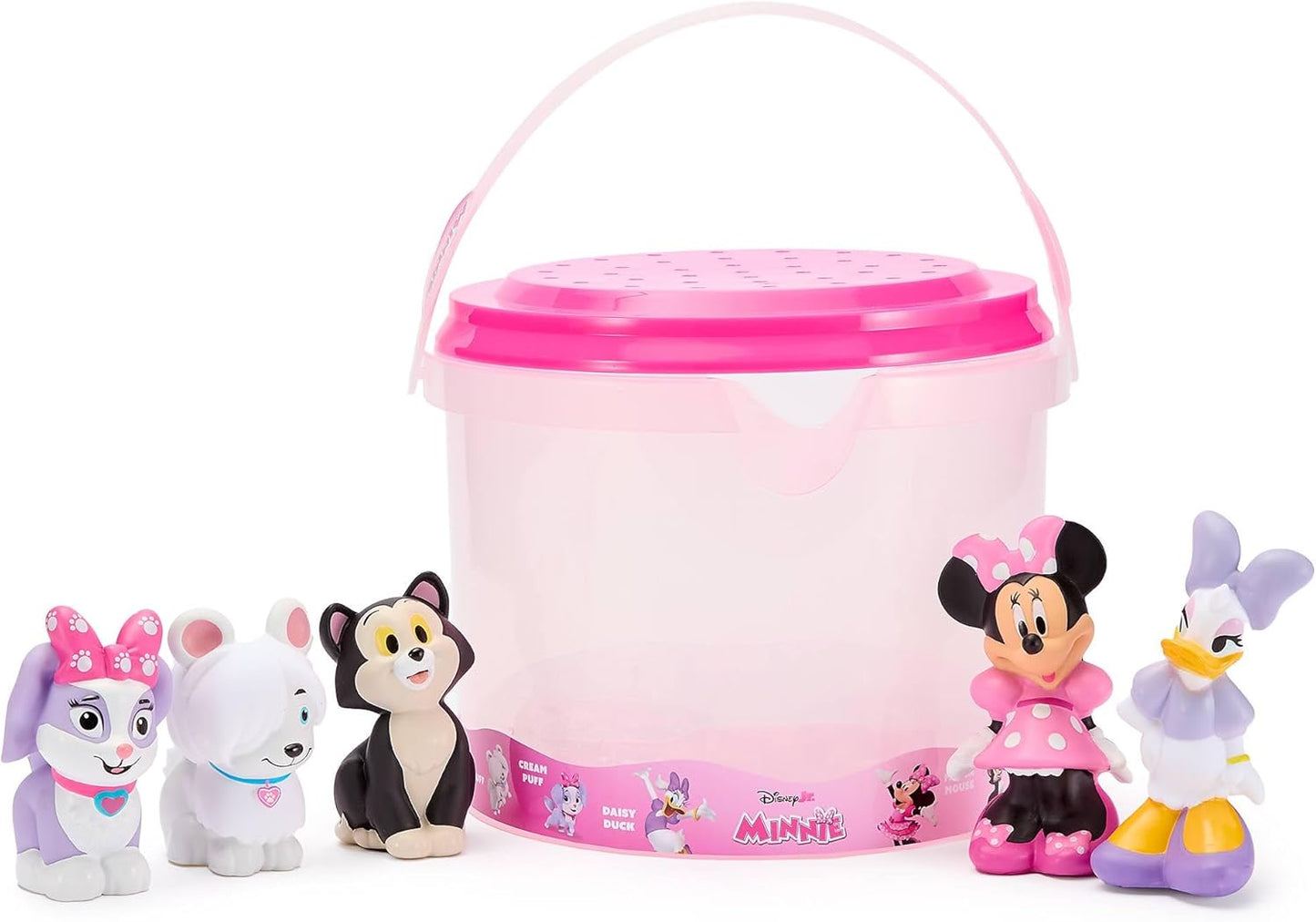 Disney Conjunto de brinquedos para banho oficial da Minnie Mouse e seus amigos da Store – Inclui balde e 5 figuras.