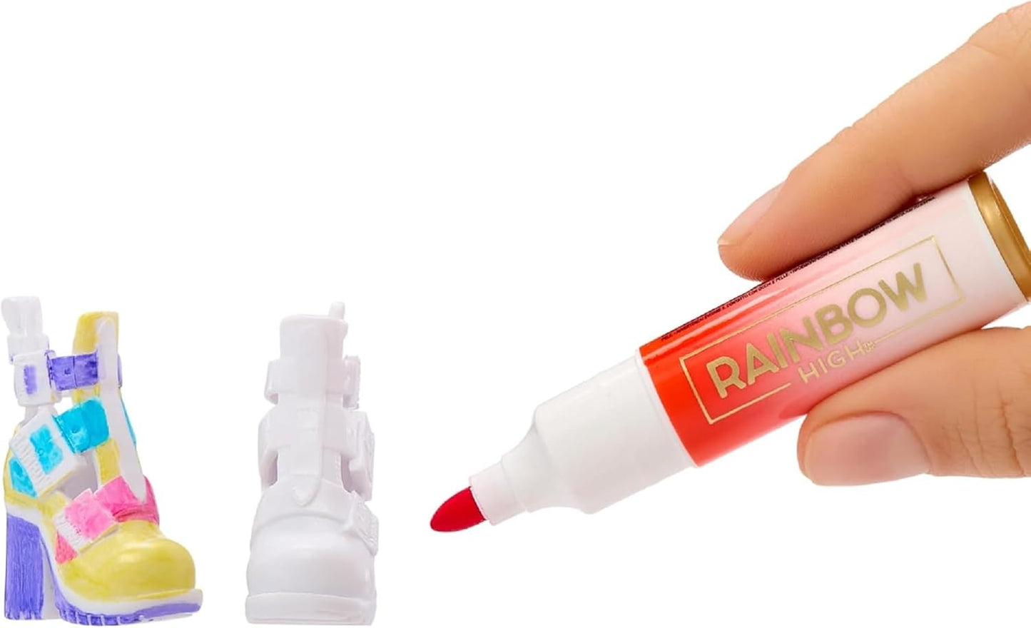 Rainbow High Air Brush & Create - 1 boneca fashion faça você mesmo com kit de aerógrafo, marcadores laváveis com efeito arco-íris, cabelo comprido, olhos roxos, brincadeira criativa para crianças de 4 a 12 anos ou mais.