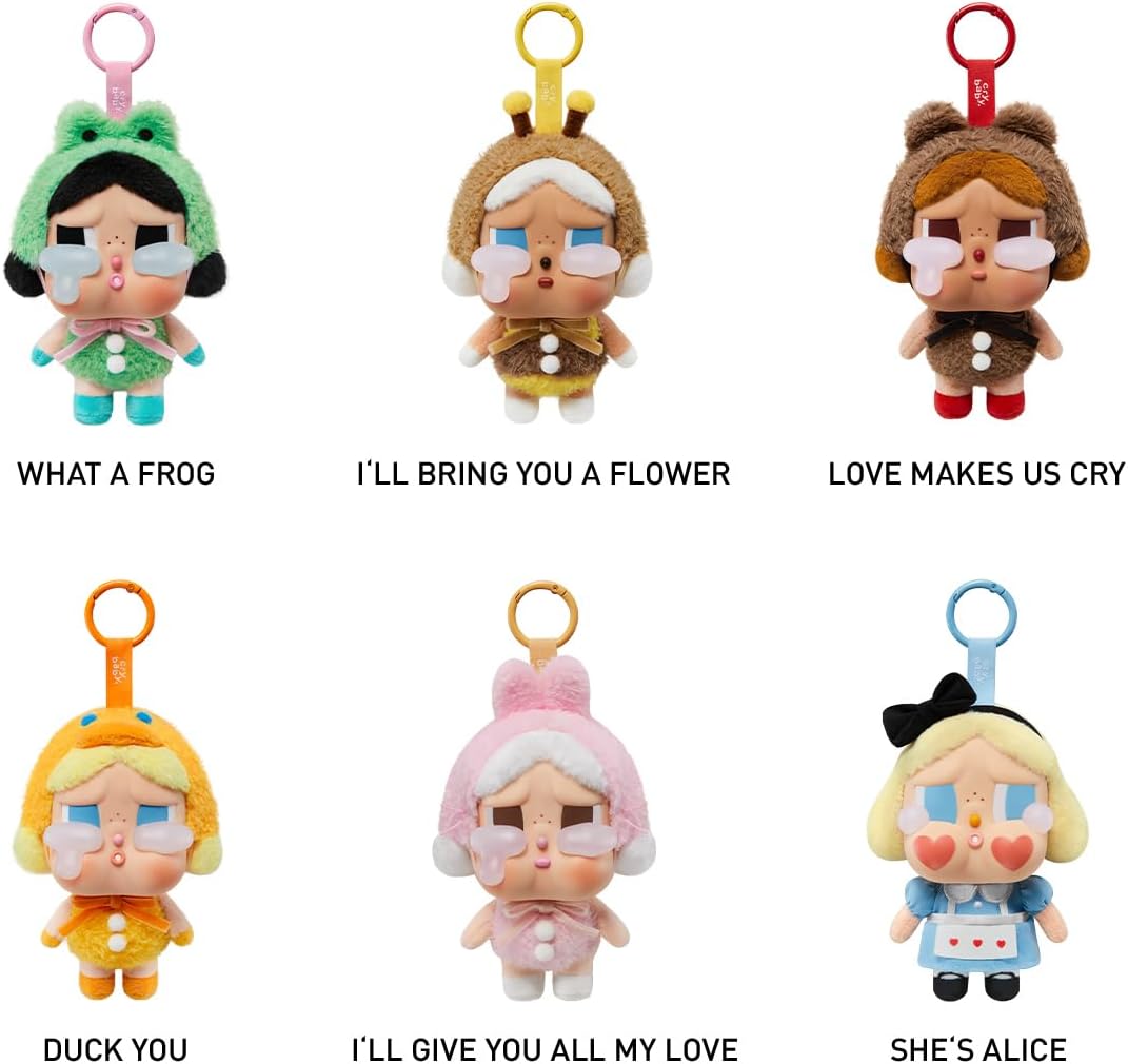 POP MART CRYBABY Crying Again Series - Conjunto completo de bonecos de pelúcia com emblema, design premium, presentes para mulheres, boneco de ação colecionável chique e favorito dos fãs