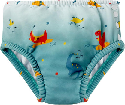 HiABsee Fraldas de natação reutilizáveis laváveis para bebês Fraldas de natação infantis para crianças pequenas UPF 50+ (dinossauro, 0-6 meses)