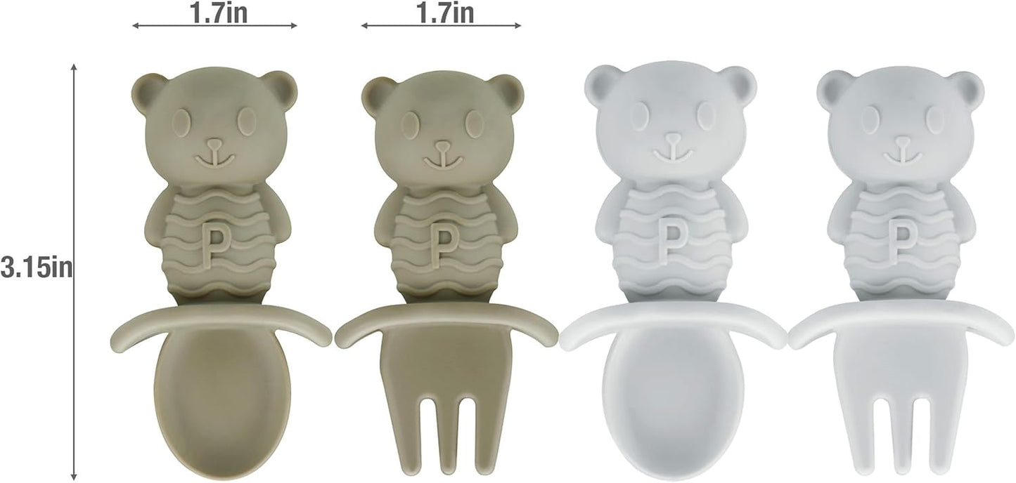 PandaEar Conjunto de Introdução Alimentar para Bebês com 8 Peças, Conjunto de Alimentação de Silicone para Bebês, 2 Pratos Divididos com Ventosas para Bebês em Fase de Introdução Alimentar, 2 Copos de Treinamento para Crianças Pequenas,