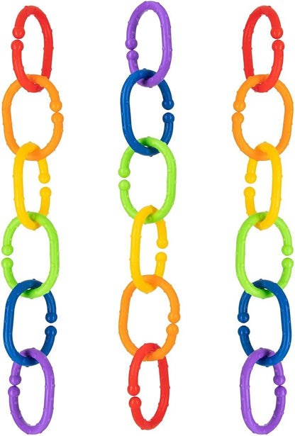 Nuby Linkables - Acessórios multicoloridos para assento de carro e carrinho de bebê - Versátil | Fácil de limpar | Desenvolvimento sensorial (pacote com 18)