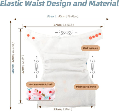 Miracle Baby Fraldas de pano para bebês Pacote com 10 fraldas reutilizáveis para recém-nascidos 5 fraldas de pano e 5 fraldas laváveis Fraldas de bolso superabsorventes ajustáveis para bebês