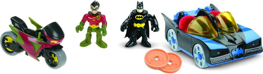 Fisher-Price Conjunto de Brinquedo Infantil Imaginext DC Super Friends com Batmóvel e Moto do Batman, 2 Figuras, para Crianças a partir de 3 Anos
