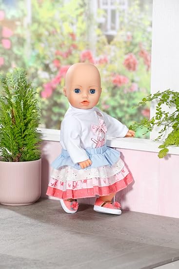 Baby Annabell Conjunto com Saia - para bonecas Baby Annabell de 43cm - Inclui blusa bonita com saia em camadas e cabide - Adequado para crianças a partir de 3 anos, multicolorido