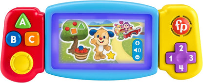Fisher-Price Laugh & Learn - Jogo de Videogame de Faz de Conta para Crianças com Luzes, Sons e Músicas Educativas, Versão em Inglês do Reino Unido, Twist & Learn Gamer, HNM83