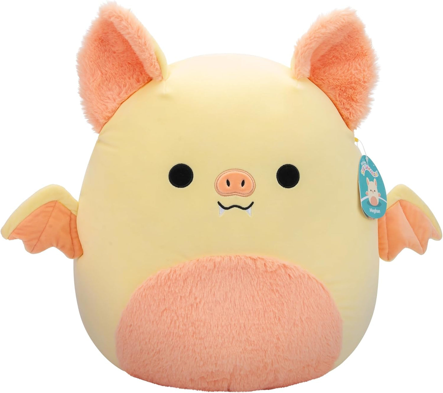 Squishmallows SQCR05482 16 pulgadas - Meghan el murciélago crema y rosa con barriga peluda, multicolor