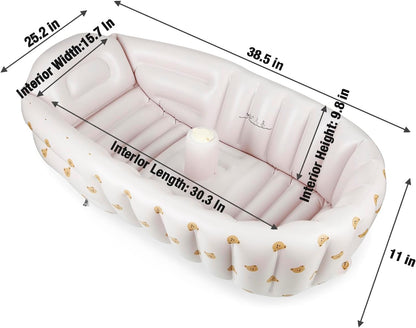PandaEar Conjunto com Banheira e Cadeira Infláveis para Bebês a partir de 3 Meses, Portátil e Portátil para Viagens, com Bomba de Ar Integrada para Recém-Nascidos