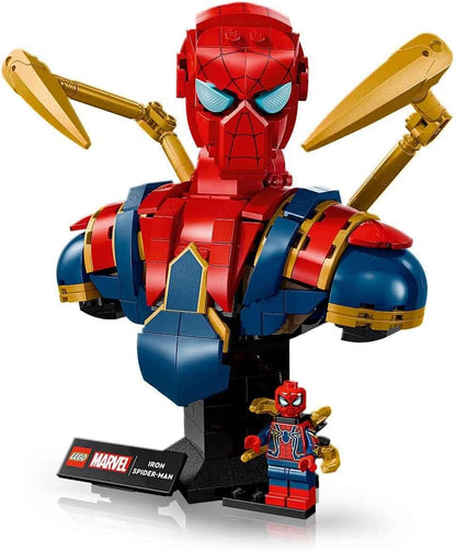 LEGO Marvel Busto do Homem-Aranha de Ferro - Conjunto de Montagem para Exibição para Adultos, incluindo 2 Braços Articulados, Cabeça Giratória e Minifigura de Super-Herói - Presente Colecionável dos Vingadores para Fãs - 76326