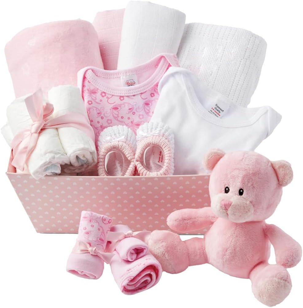 Conjunto de presentes para bebês meninos - 12 itens essenciais para recém-nascidos - Presentes ideais para chá de bebê para meninos, Baby Box Shop Conjunto de presentes personalizados para bebês meninos - 12 presentes