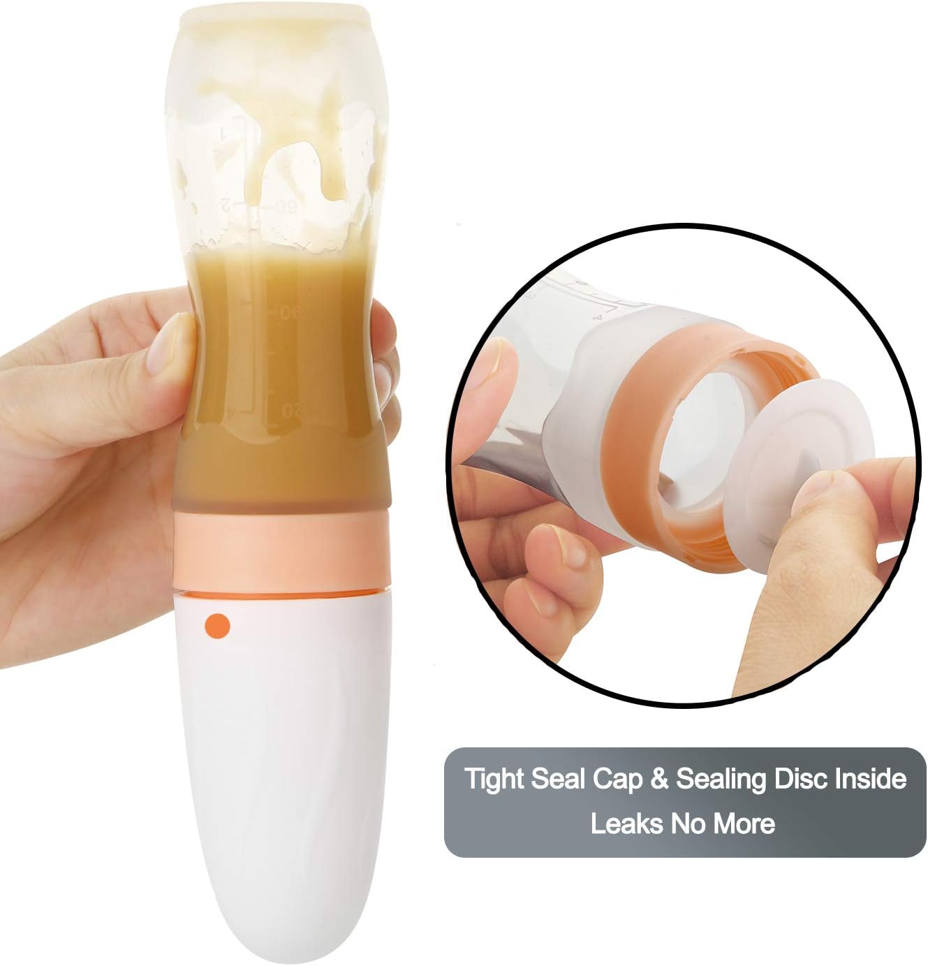 PandaEar (Pacote com 2) Colher Dosadora de Silicone para Papinha de Bebê | Alimentador de Frutas Infantil de 120ml | Ideal para Viagens | Azul